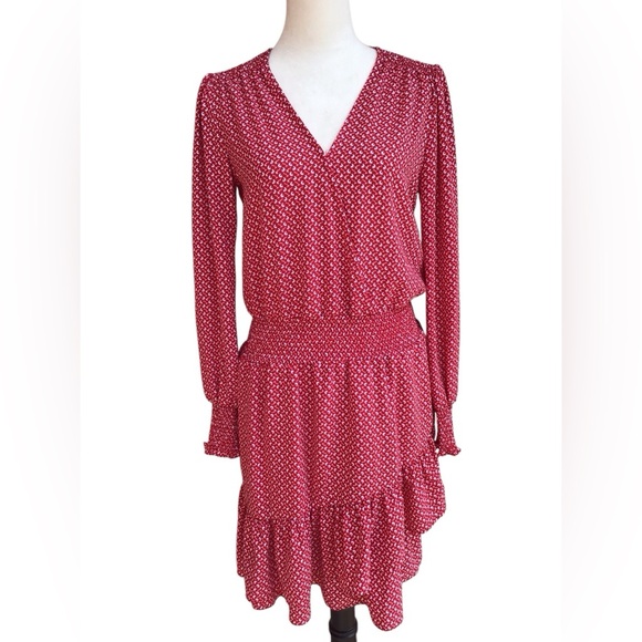 Michael Kors Crimson Printed Ruffled Dress - Picture 4 of 11